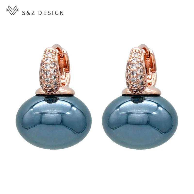 Women's Pearl & Cubic Zirconia Round Dangle Earrings