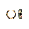 Women's Vintage Enamel Flower Huggie Hoop Earrings