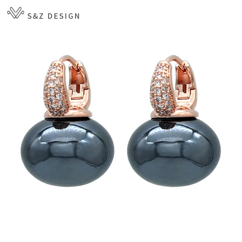 Women's Pearl & Cubic Zirconia Round Dangle Earrings