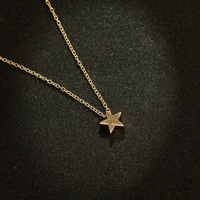 Women's Gold & Silver Star Pendant Choker Necklace