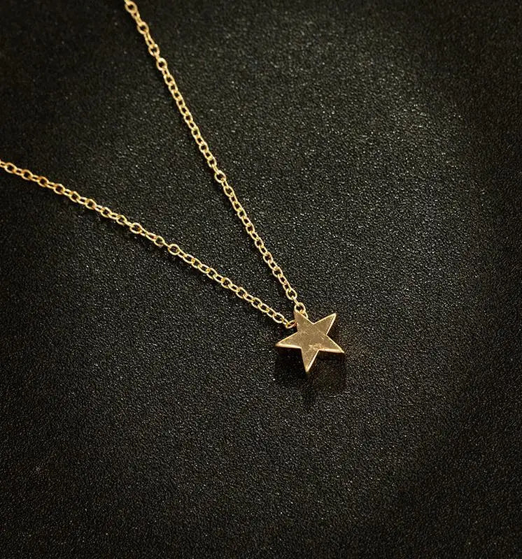 Women's Gold & Silver Star Pendant Choker Necklace