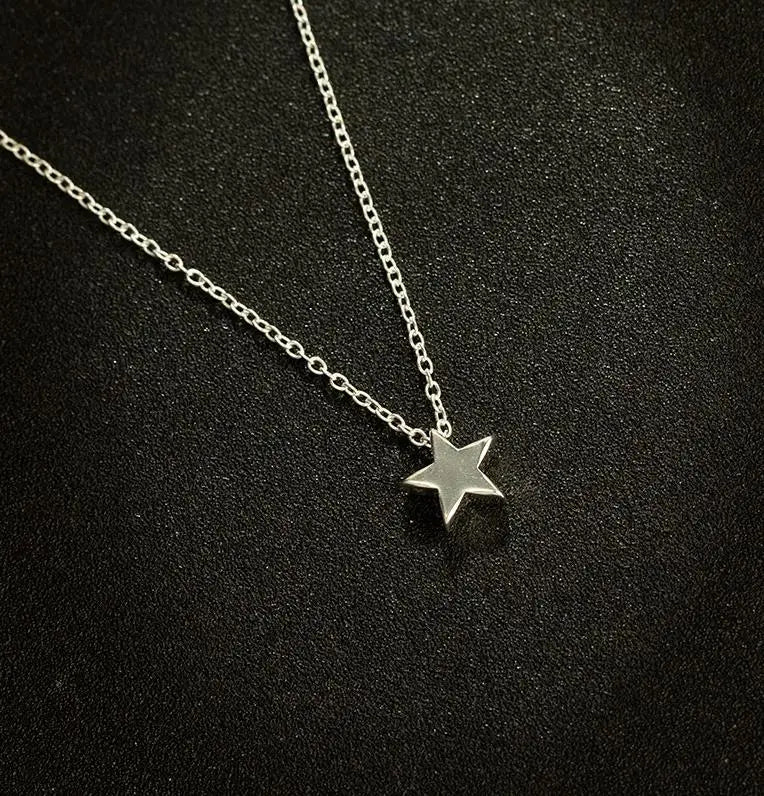 Women's Gold & Silver Star Pendant Choker Necklace