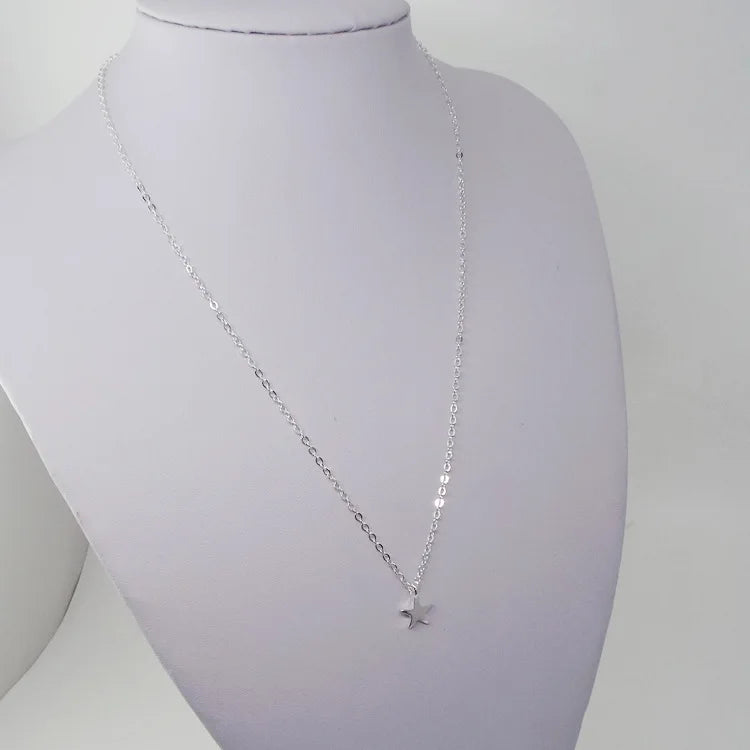 Women's Gold & Silver Star Pendant Choker Necklace