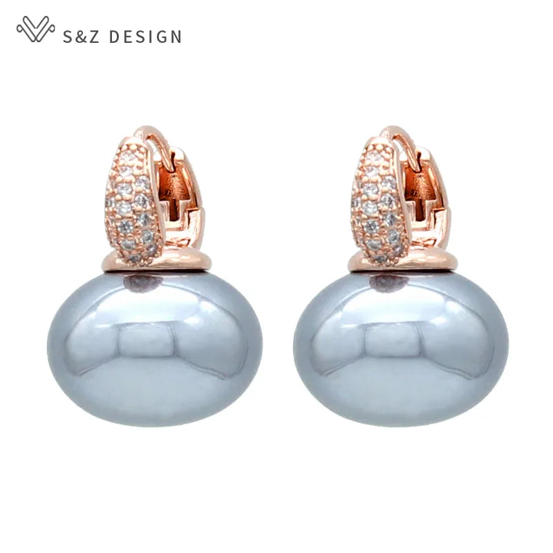 Women's Pearl & Cubic Zirconia Round Dangle Earrings