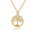Zircon Tree of Life Round Pendant Necklaces For Women Stainless Steel Chain Choker Rhinestone Collar Jewelry Gift Femme