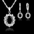 Women's Elegant Princess CZ Crystal Necklace & Earring Set