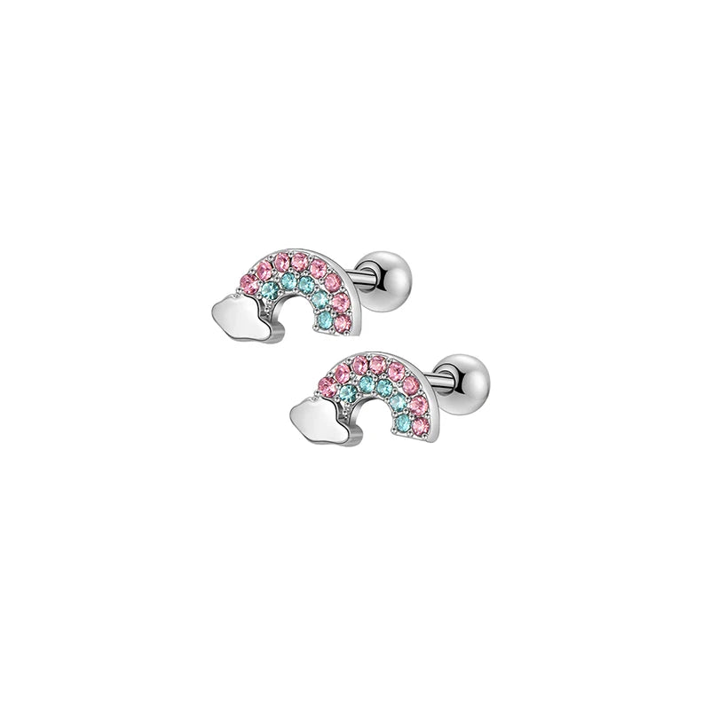 Women's Hypoallergenic CZ Screw Back Stud Earrings Set (6 Pairs)