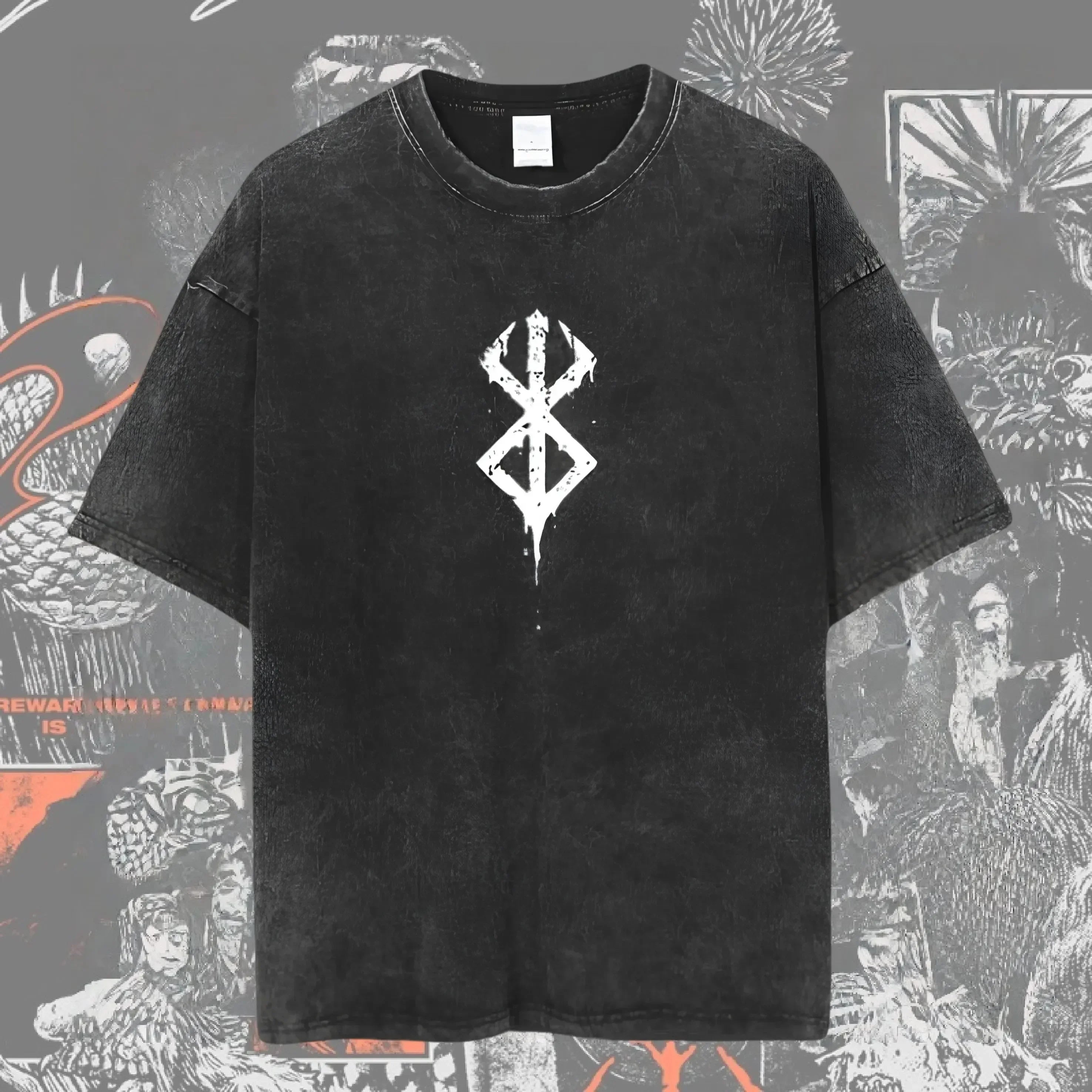 New Arrival Mens Clothes Tee Shirt Homme Graphic T-Shirts Men Tshirt for Men Ropa Hombre Washed Anime Berserk Baggy Camisetas