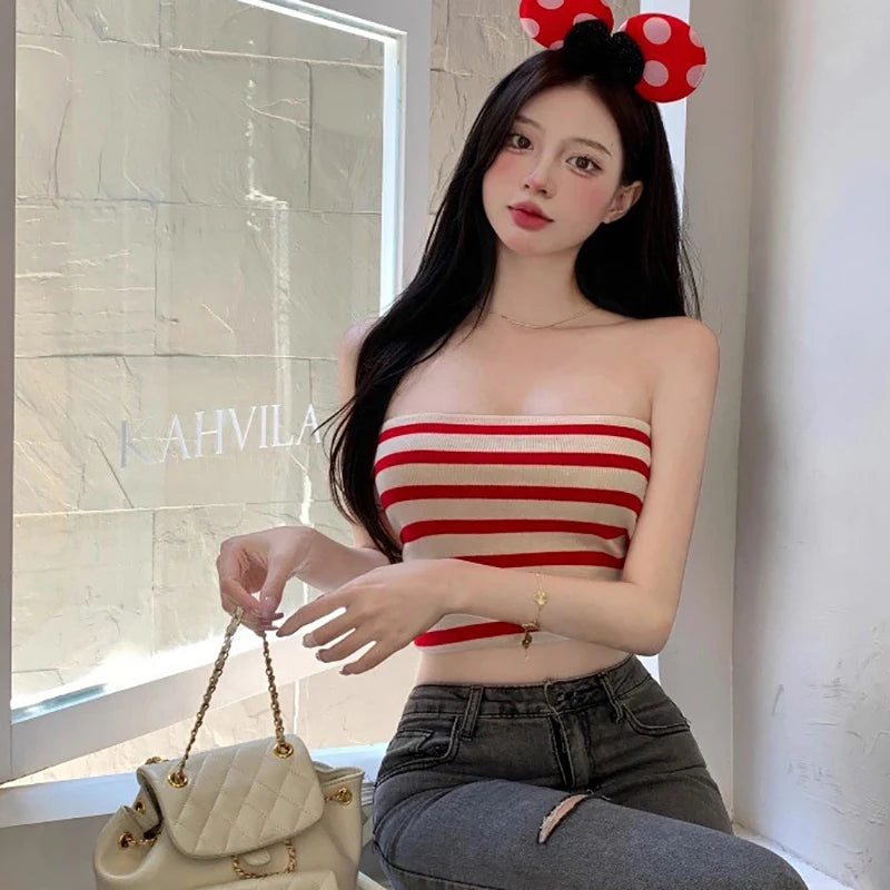 Retro Striped Bustier Tank