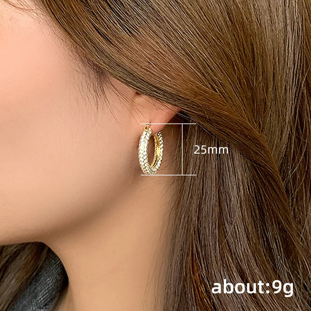 Women's CZ Stone Bling Hoop Earrings – Big & Small Sizes