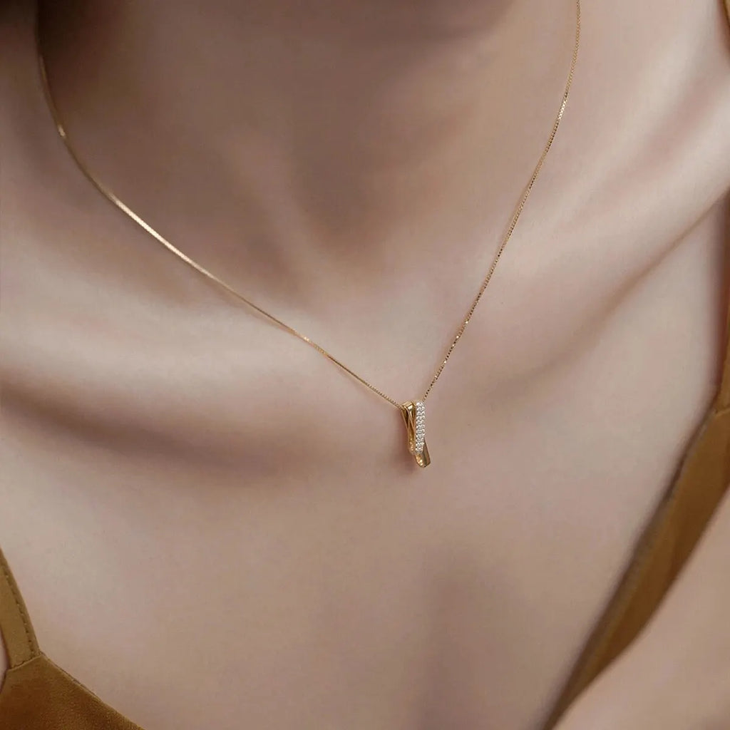 1PCS Simple Personality Geometric Lines Unknown Ring Interlocking Wedding Birthday Party Proposal Gift Collarbone Chain Necklace