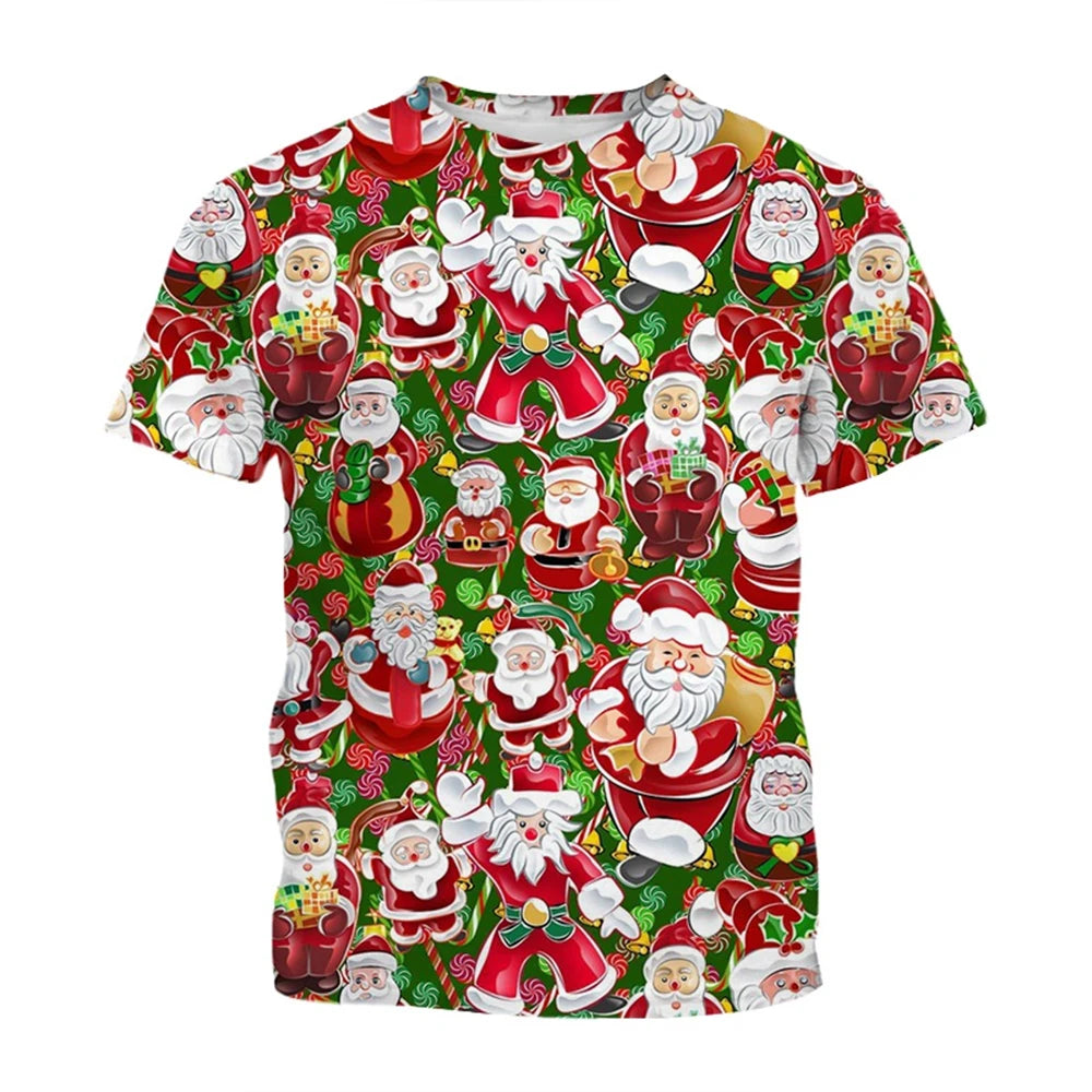 3D Christmas Print Casual T-Shirt