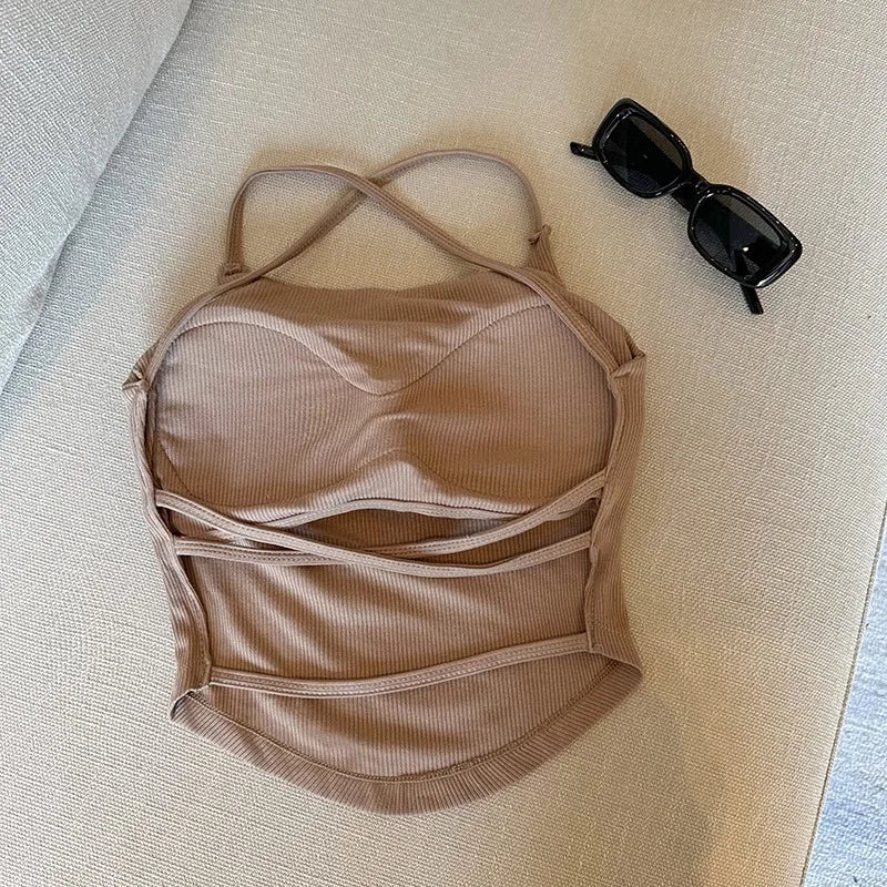 Pure Color Slim Strap Vest