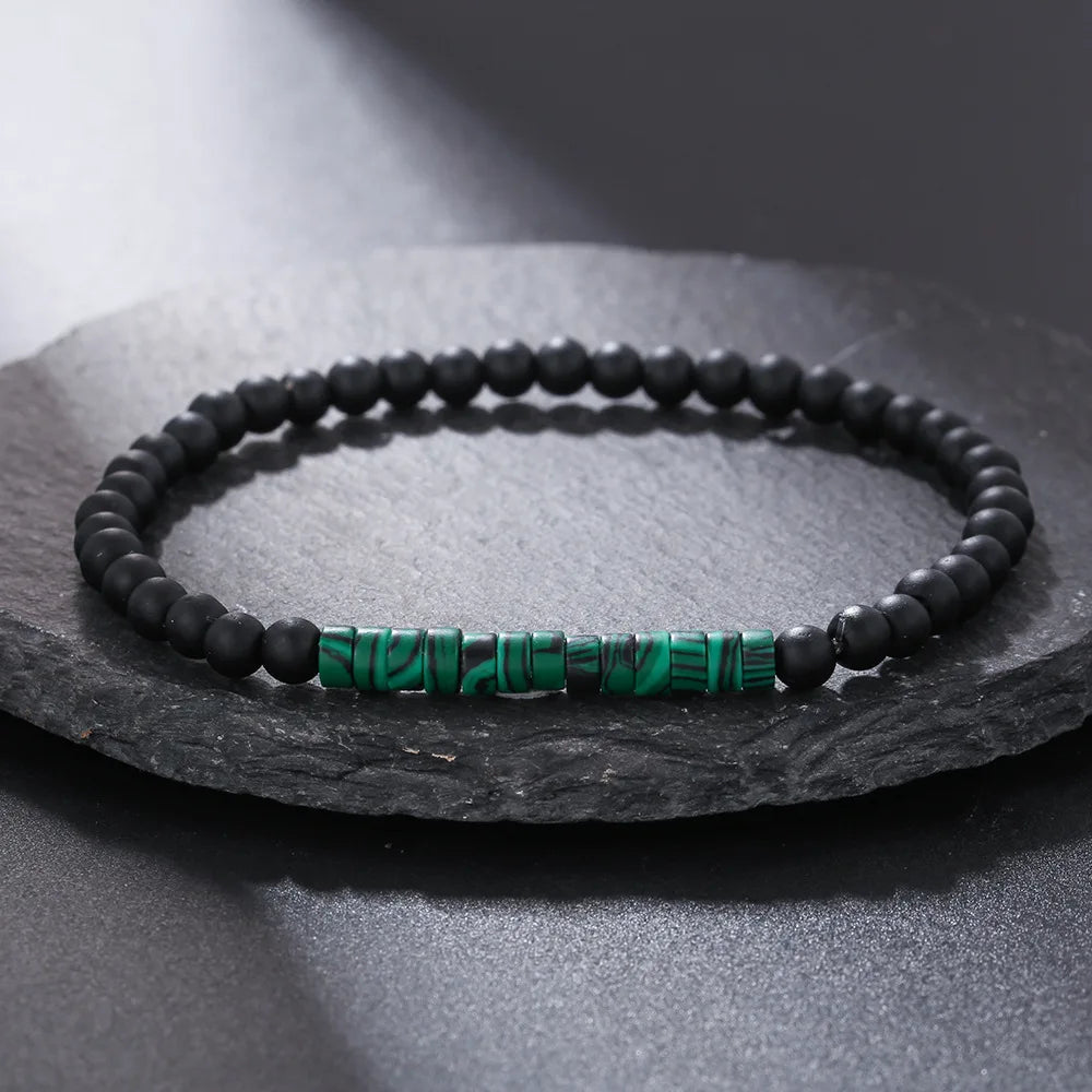 Men's 4mm Handmade Onyx Stone Beaded Bracelet