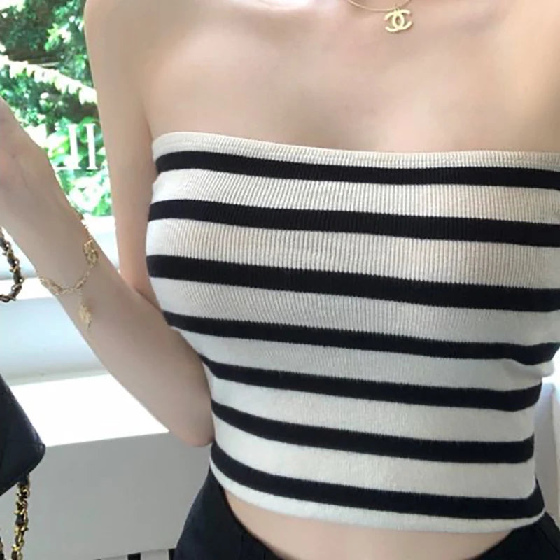 Retro Striped Bustier Tank
