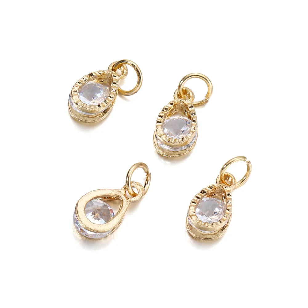 10Pcs/lot Alloy Gold Silver Color Rhinestone Hearts Charms For Earrings Necklaces DIY Love Charms Jewelry  Making Accessories