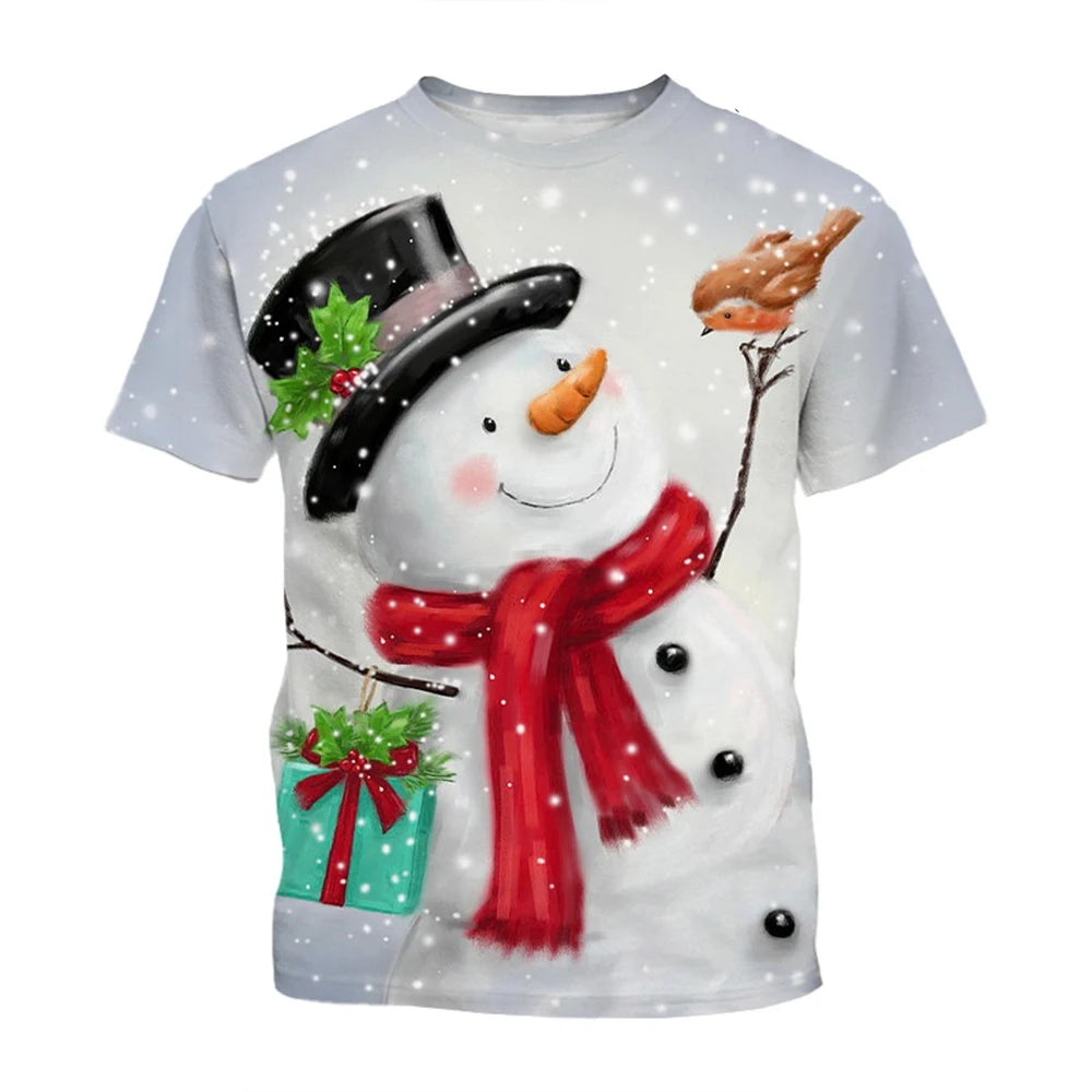 3D Christmas Print Casual T-Shirt