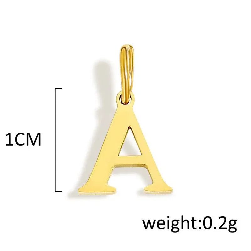 Gold Stainless Steel Initial Letter Charm Pendant