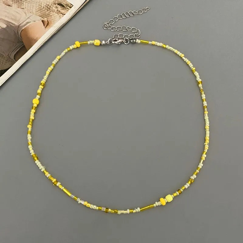 Women's Colorful Glass Beads Choker Necklace