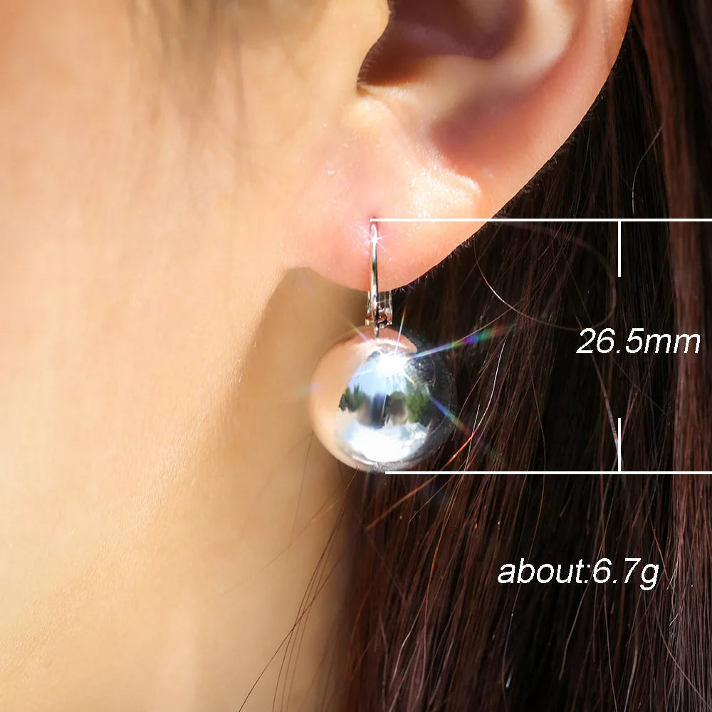 Women's Smooth Ball Pendant Drop Earrings