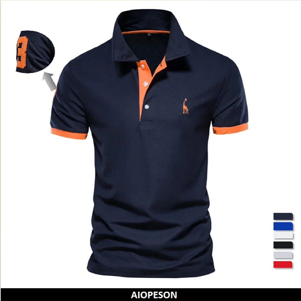Embroidered Giraffe Polo Shirt