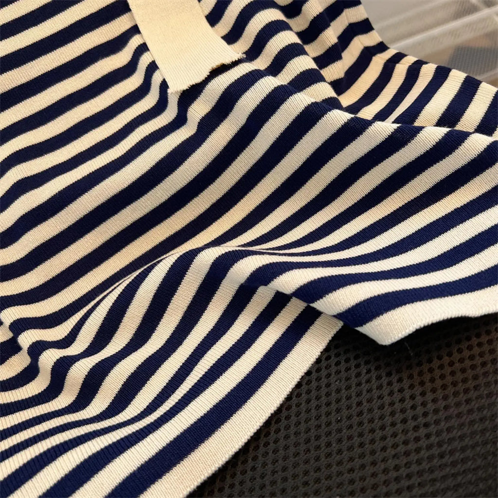 Striped Knit Batwing Pullover