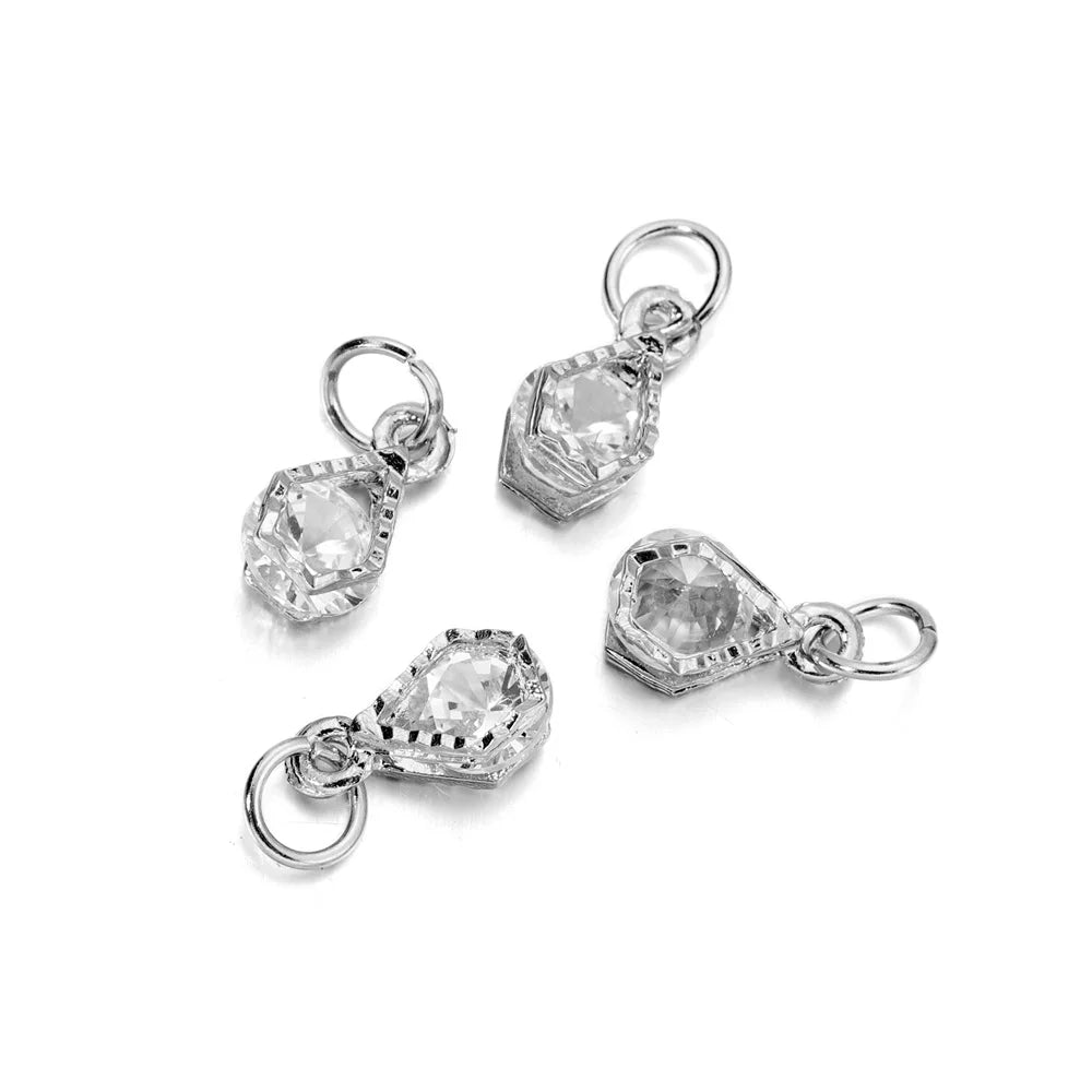10Pcs/lot Alloy Gold Silver Color Rhinestone Hearts Charms For Earrings Necklaces DIY Love Charms Jewelry  Making Accessories