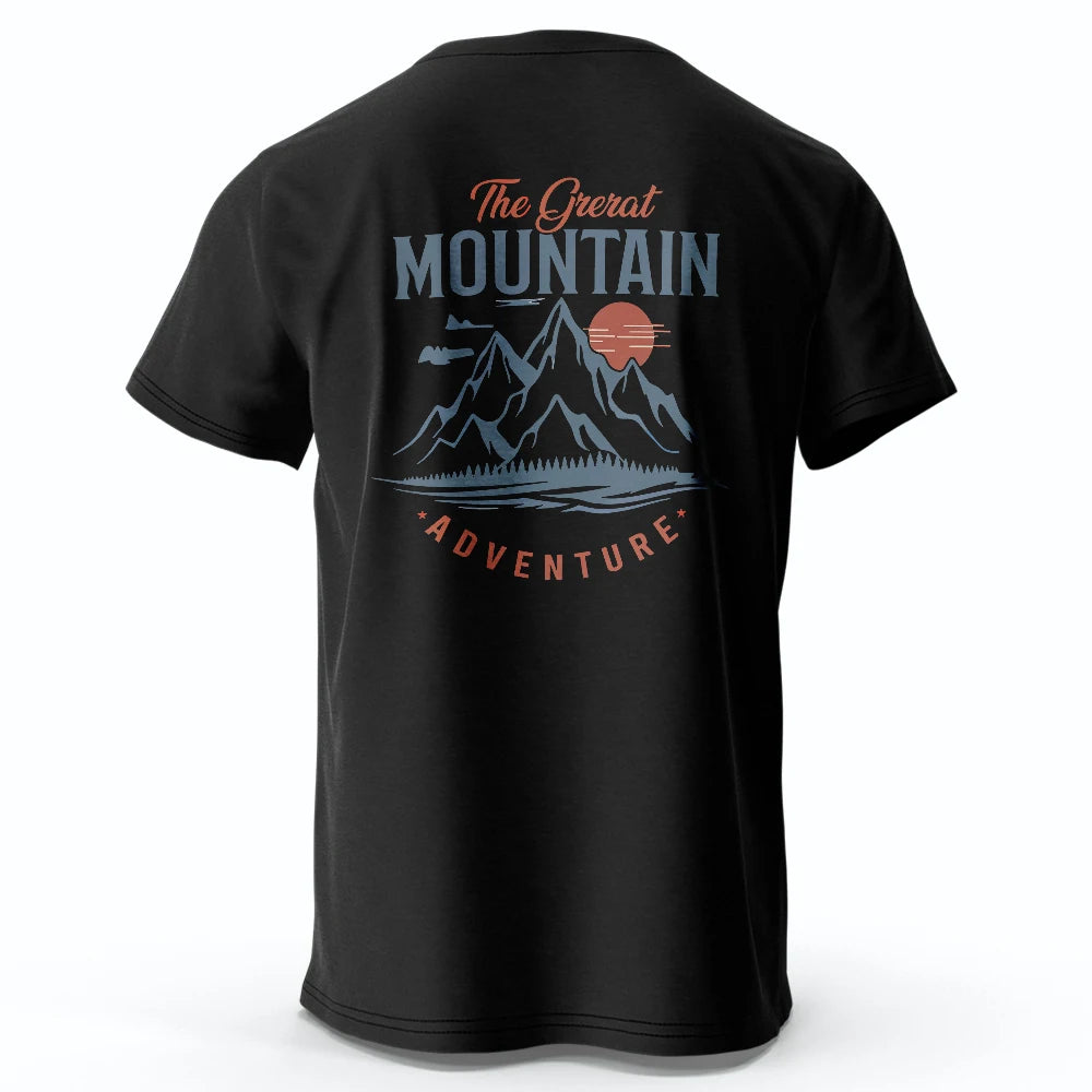 Men's Hiking Outdoor T-Shirt with Double Printed Design Cotton Tees for Men Women Sportwear