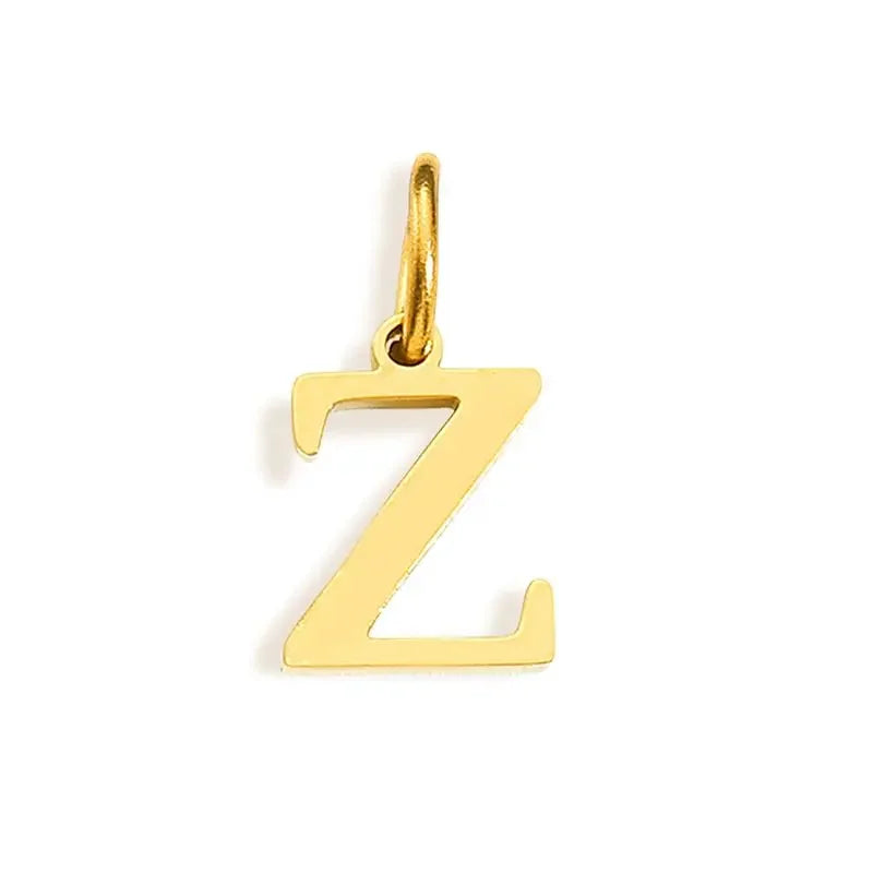 Gold Stainless Steel Initial Letter Charm Pendant