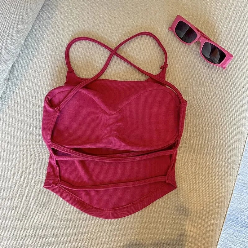 Pure Color Slim Strap Vest