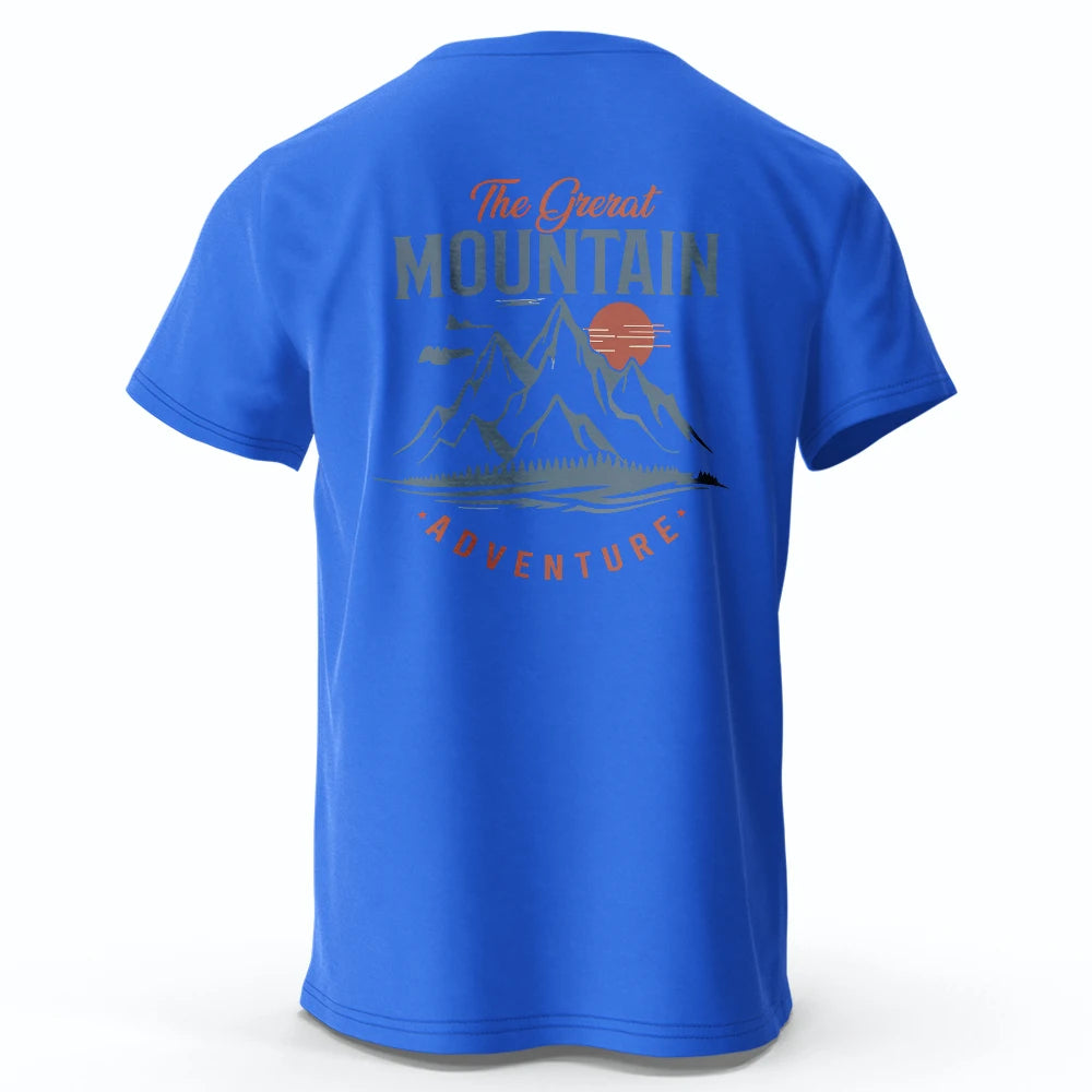 Men's Hiking Outdoor T-Shirt with Double Printed Design Cotton Tees for Men Women Sportwear