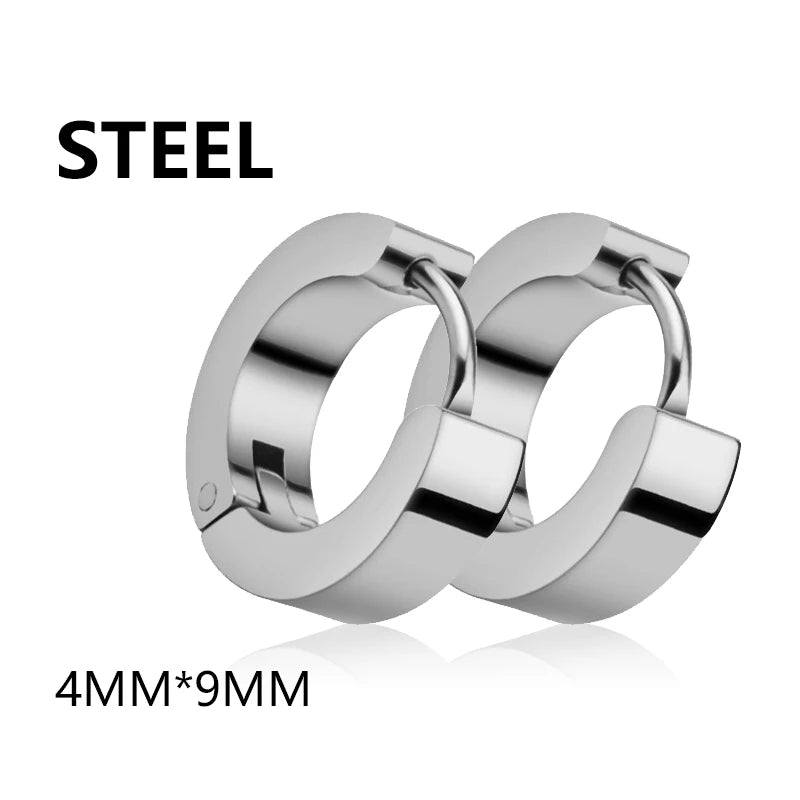 Unisex Black & Gold Stainless Steel Fake Earrings