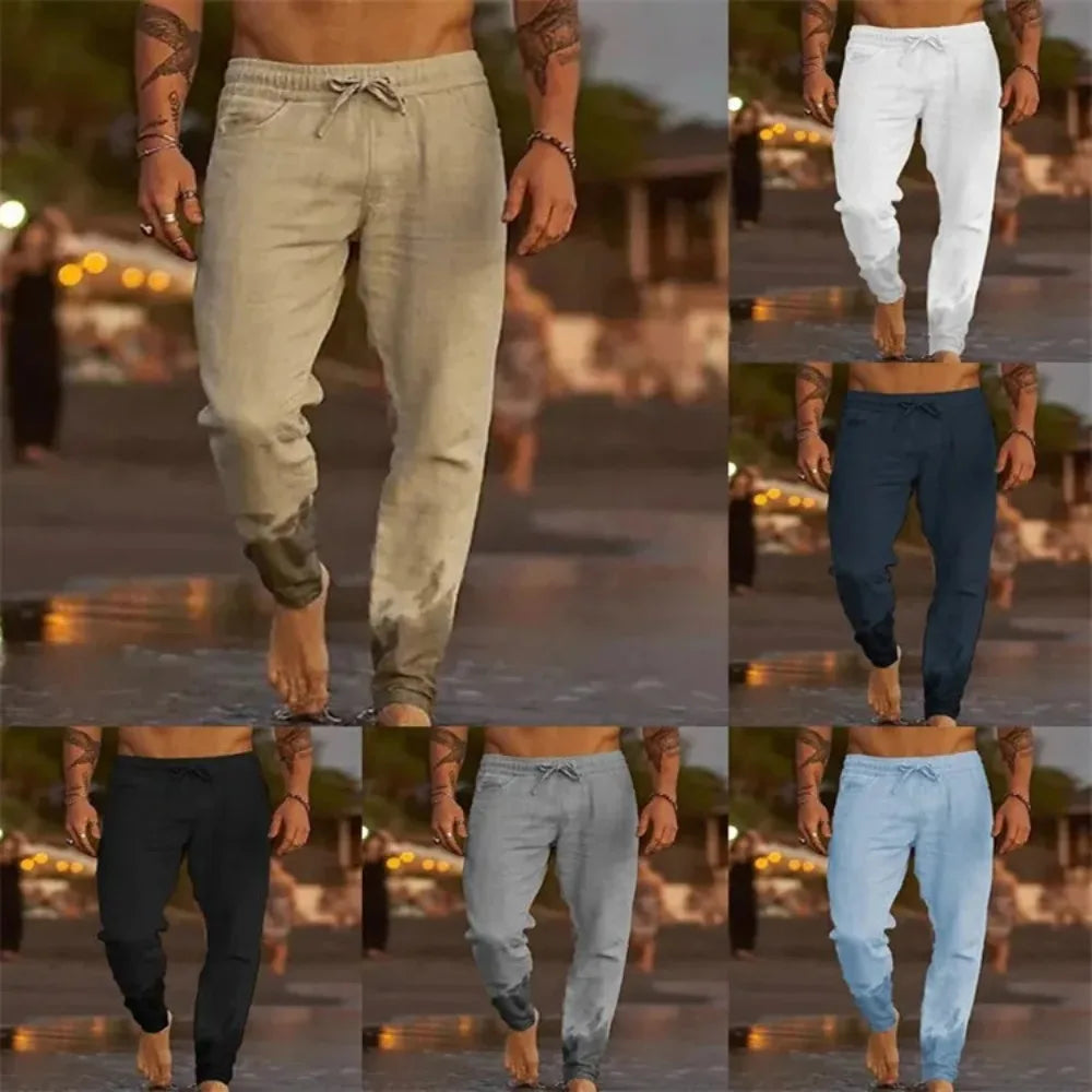 Cotton Linen Hawaiian Beach Pants