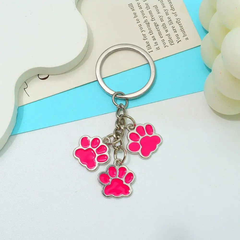 Cute Enamel Paw Print Keychain & Jewelry Gift Set