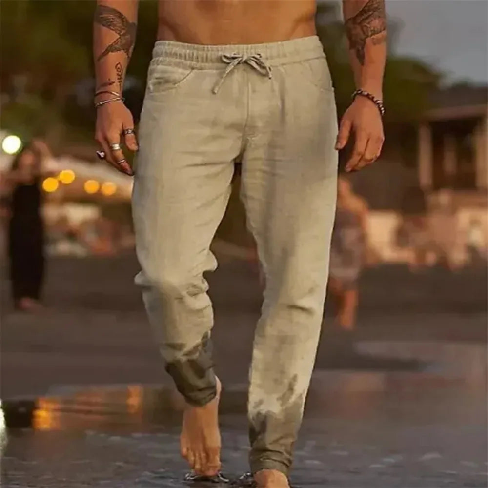 Cotton Linen Hawaiian Beach Pants