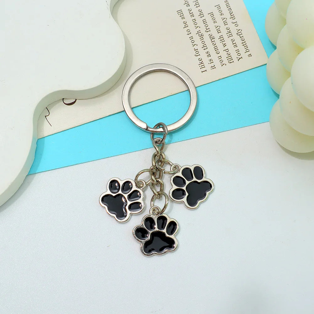 Cute Enamel Paw Print Keychain & Jewelry Gift Set