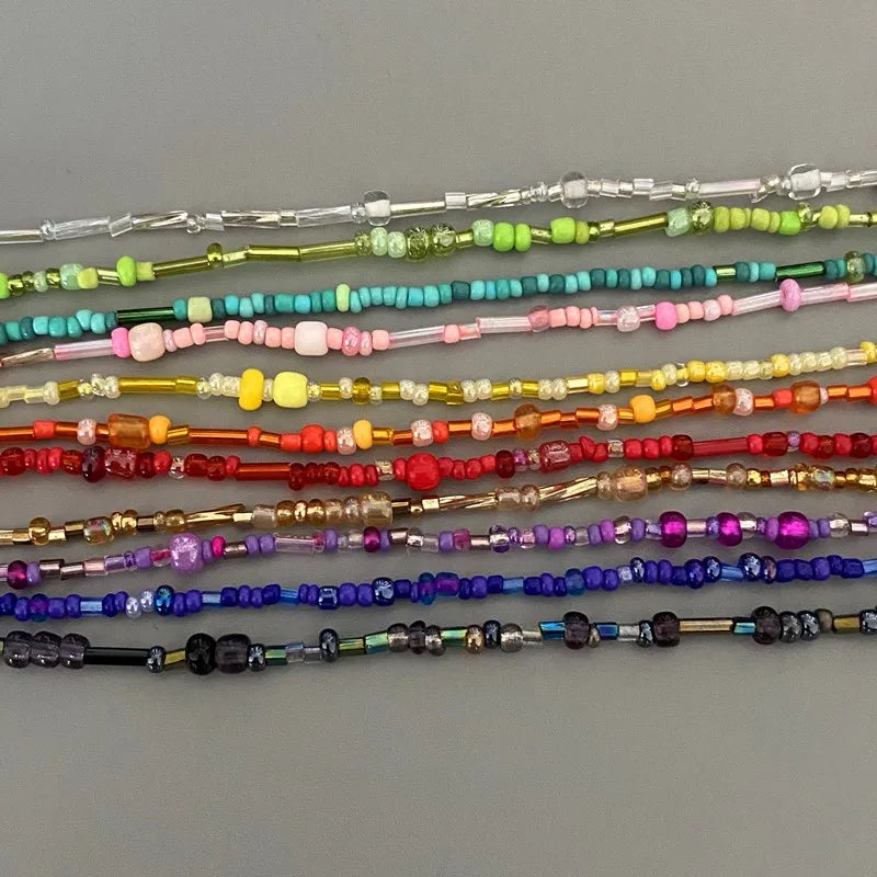 Women's Colorful Glass Beads Choker Necklace