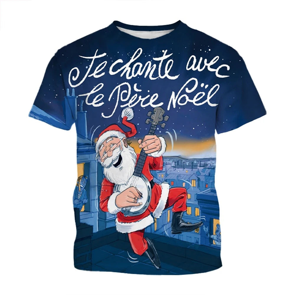 3D Christmas Print Casual T-Shirt