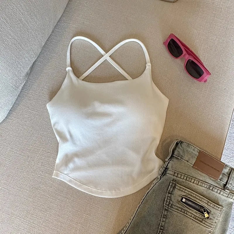 Pure Color Slim Strap Vest