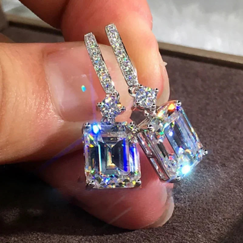 Women's Elegant Cuboid Zircon Dangle Earrings