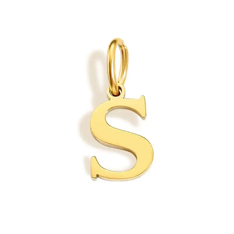 Gold Stainless Steel Initial Letter Charm Pendant