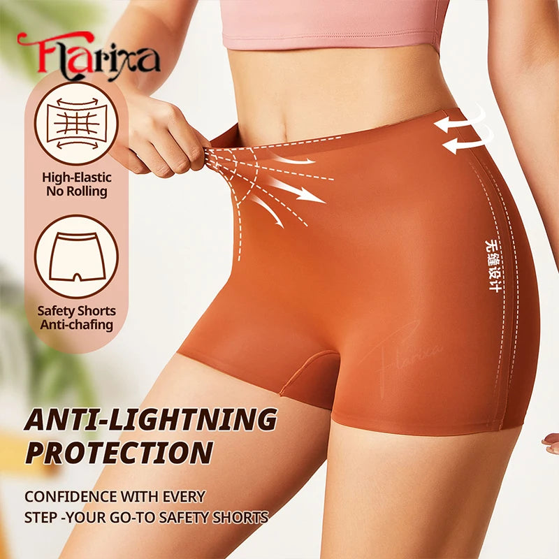 Women's High-Waist Ice Silk Boyshort Safety Shorts