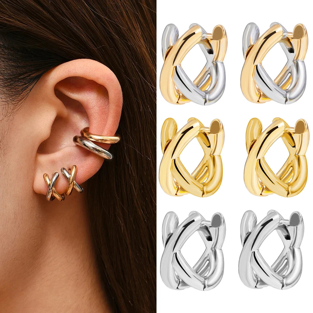 Women's Criss-Cross Tiny Huggie Hoop Earrings