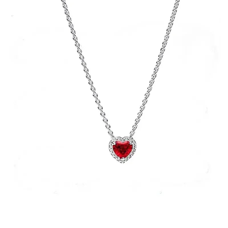 Colorful Heart Shaped 925 Sterling Silver Pendant Necklace