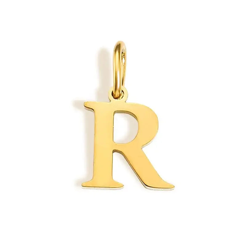 Gold Stainless Steel Initial Letter Charm Pendant