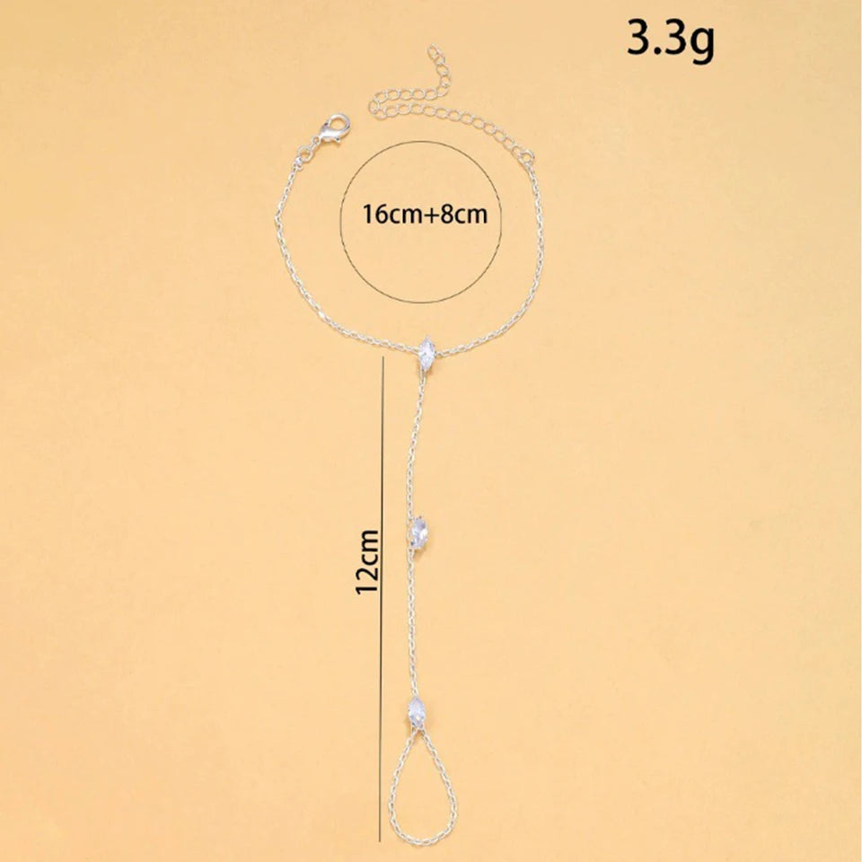 ZAKOL 2025 New Bohemia Rhombus Crystal Zircon Bracelet Hand Jewelry for Women Simple Thin Chain Finger Bracelet Jewelry