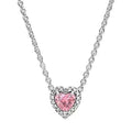 Colorful Heart Shaped 925 Sterling Silver Pendant Necklace