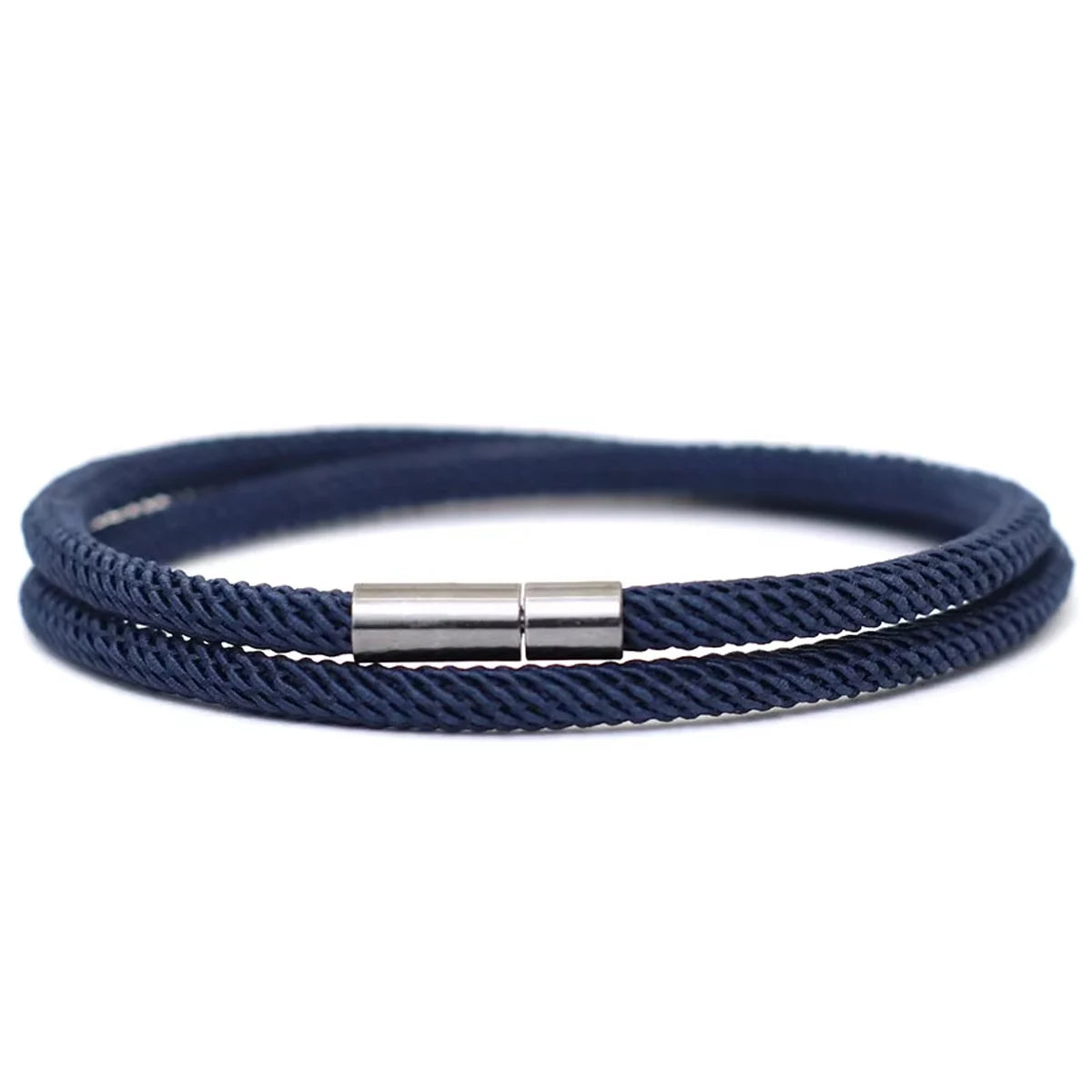 Mens Rope Bracelet 4mm Nylon Double Layer Lucky Thread Braclet Nickel Black Detachable Buckle Gift For Him