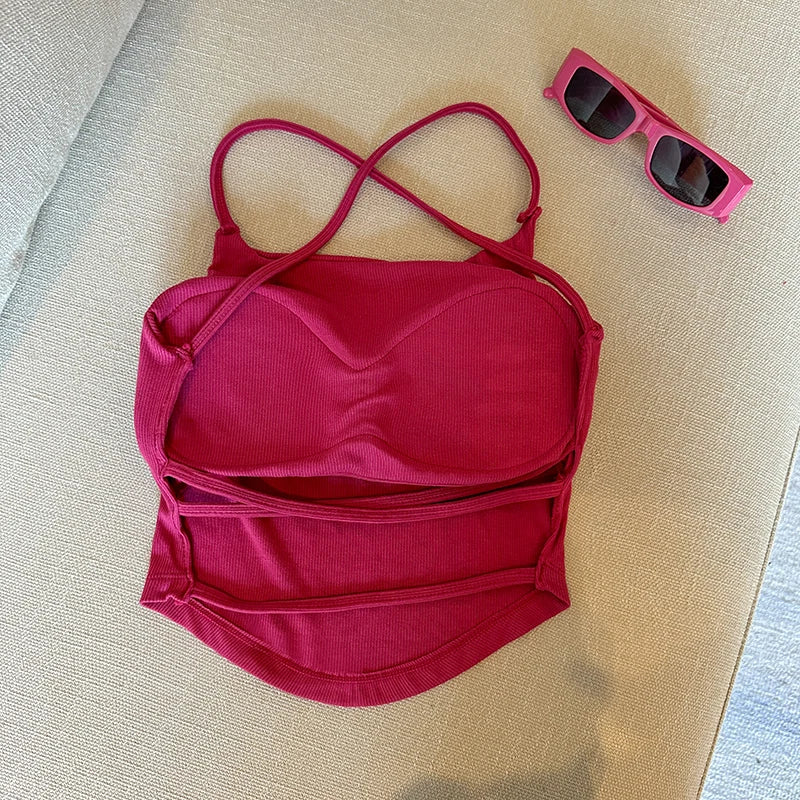Pure Color Slim Strap Vest