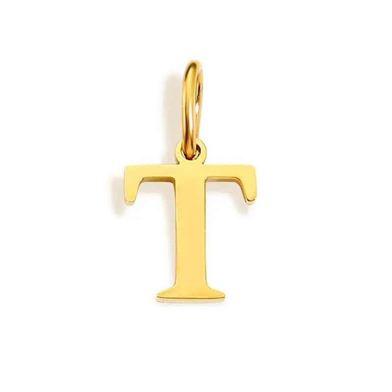 Gold Stainless Steel Initial Letter Charm Pendant